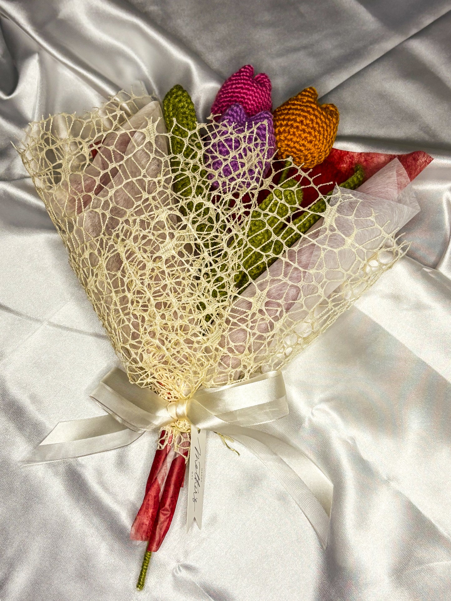 Handmade Crochet Tulip Bouquet - Everlasting Beauty in Bloom