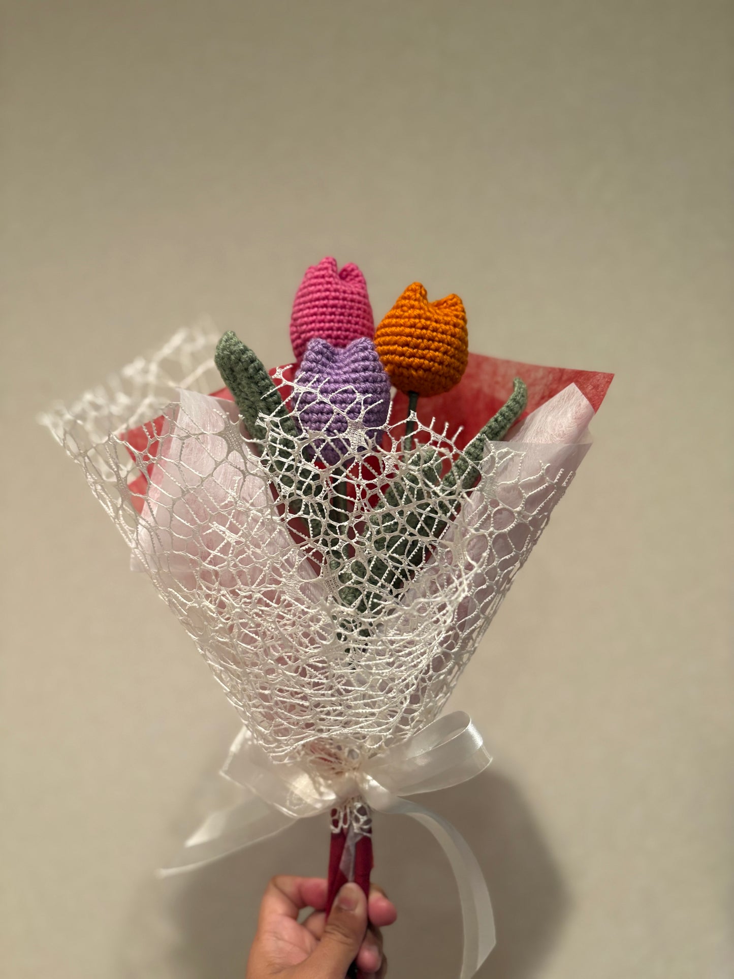 Handmade Crochet Tulip Bouquet - Everlasting Beauty in Bloom