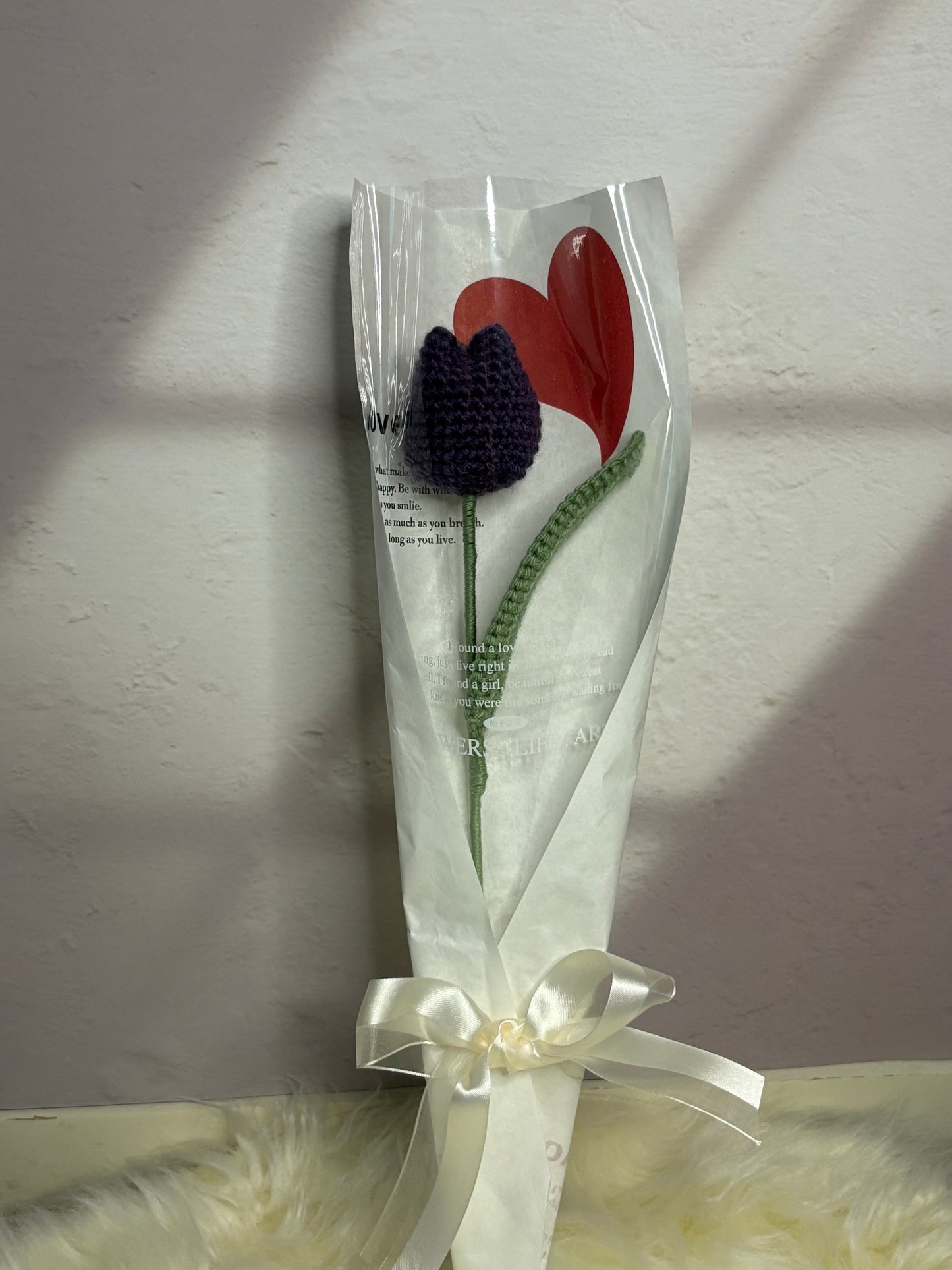 1pc crocheted tulip in a wrap