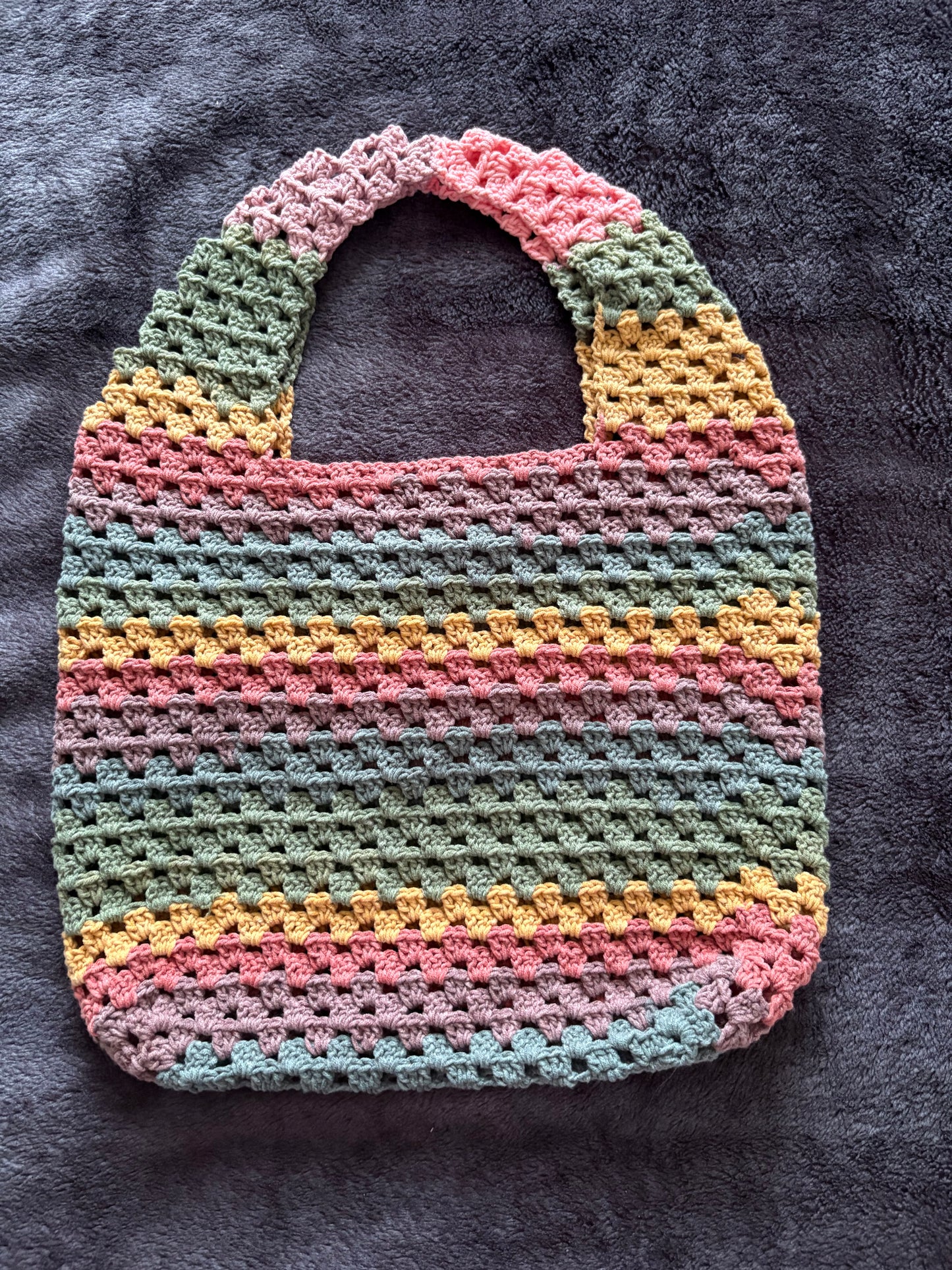 Crocheted Rainbow Tote Bag