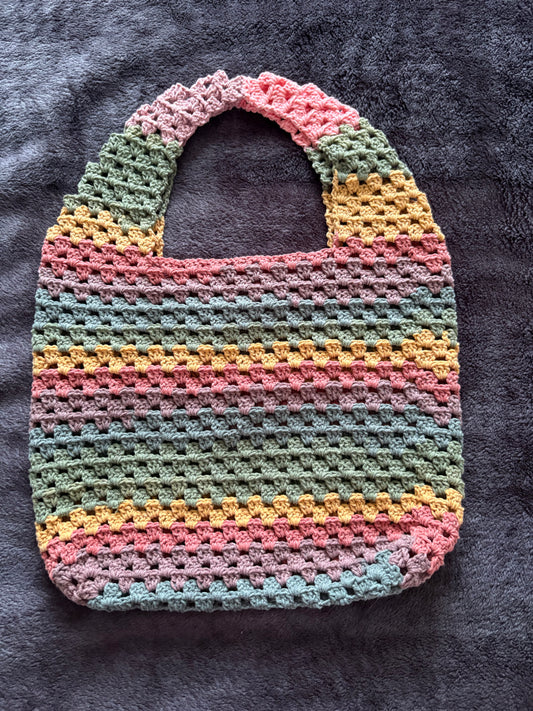 Crocheted Rainbow Tote Bag